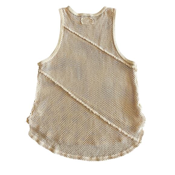 FREE PEOPLE SHORE SIDE MESH OVERSIZED MUSCLE TANK SIZE LARGE NWOT 100% COTTON - Picture 3 of 8